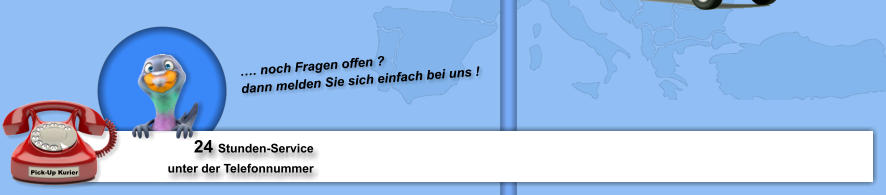 . noch Fragen offen ?  dann melden Sie sich einfach bei uns ! Pick-Up Kurier 24 Stunden-Service unter der Telefonnummer